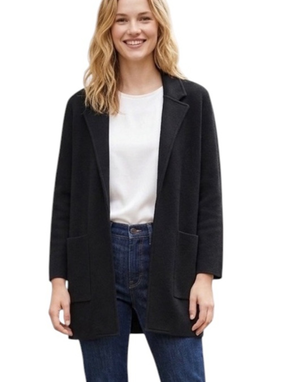 J. Crew Sophie Black Open Front Knit Cardigan Blazer - XS